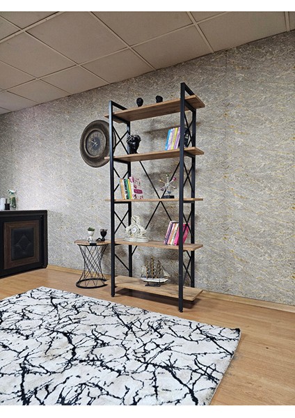 Çıkıntılı Siyah Boyalı Kitaplık - 5 Raflı Suntalem Lüks Kitaplık Atlas Çam modelleri