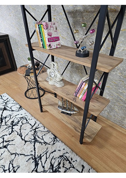 Çıkıntılı Siyah Boyalı Kitaplık - 5 Raflı Suntalem Lüks Kitaplık Atlas Çam fırsatları