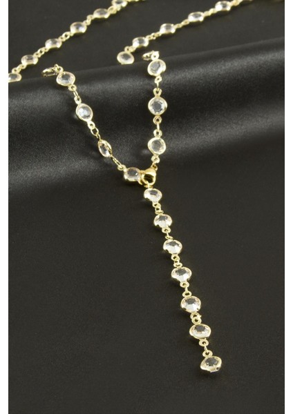 Yuvarlak Zirkon Taşlı Çelik Y Kolye fırsatları