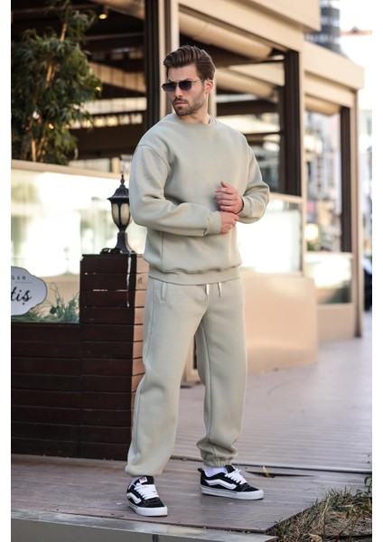 Mint Yeşili Bisiklet Yaka Basic Eşofman Takımı E7329 modelleri