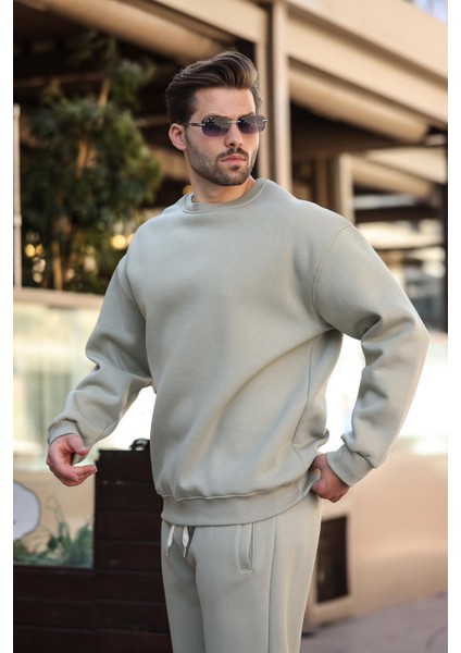 Mint Yeşili Bisiklet Yaka Basic Eşofman Takımı E7329 fırsatları