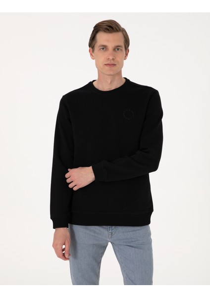 Erkek Siyah 3 Iplik Regular Fit Bisiklet Yaka Basic Sweatshirt 50314978-VR046 modelleri