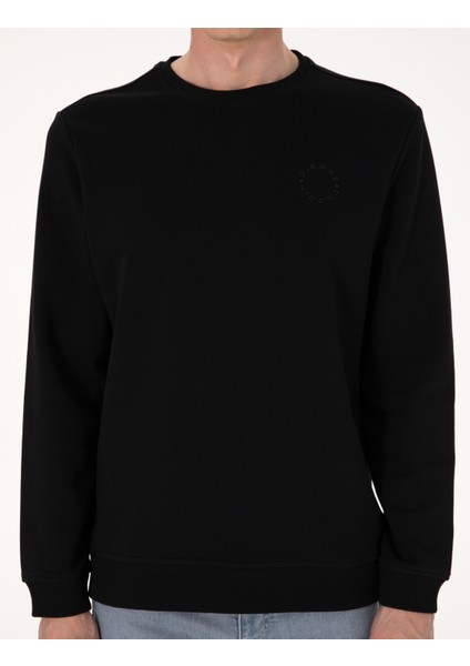 Erkek Siyah 3 Iplik Regular Fit Bisiklet Yaka Basic Sweatshirt 50314978-VR046