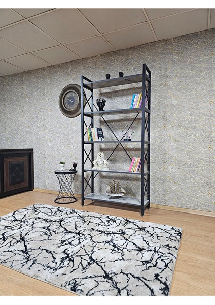 Siyah Boyalı Kitaplık - 5 Raflı Suntalem Lüks Kitaplık Marmol modelleri