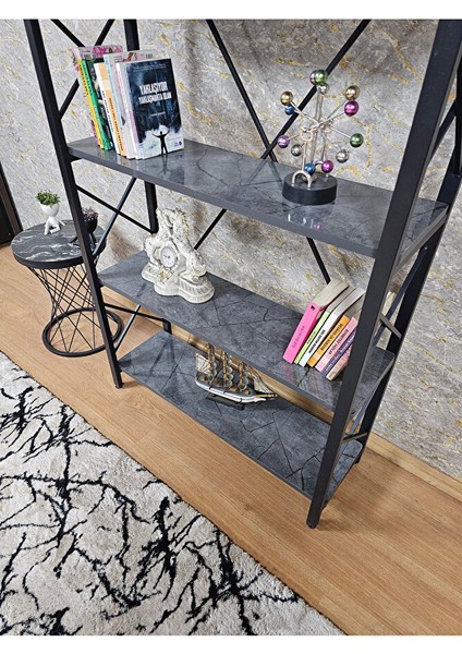 Siyah Boyalı Kitaplık - 5 Raflı Suntalem Lüks Kitaplık Aris Gri modelleri