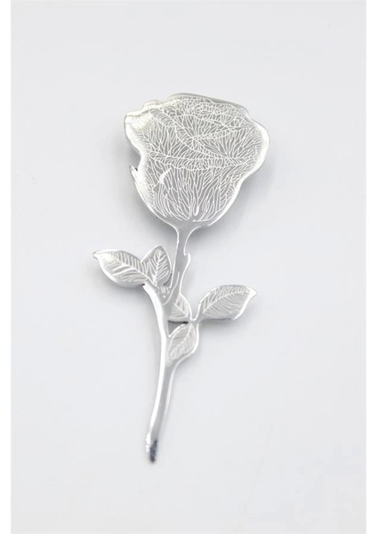 Çelik Gül Broş - Gümüş