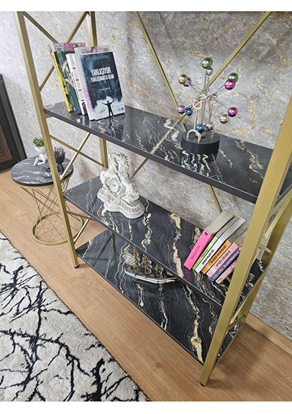 Gold Boyalı Kitaplık - 5 Raflı Suntalem Lüks Kitaplık Luanda fırsatları