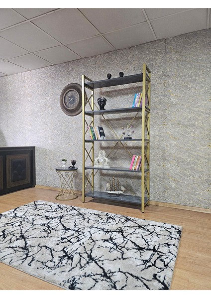 Gold Boyalı Kitaplık - 5 Raflı Suntalem Lüks Kitaplık Aris Gri modelleri