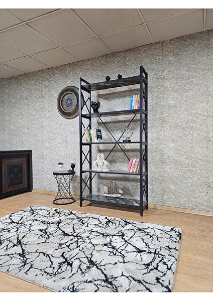 Siyah Boyalı Kitaplık - 5 Raflı Suntalem Lüks Kitaplık Luanda modelleri