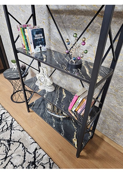 Siyah Boyalı Kitaplık - 5 Raflı Suntalem Lüks Kitaplık Luanda fırsatları