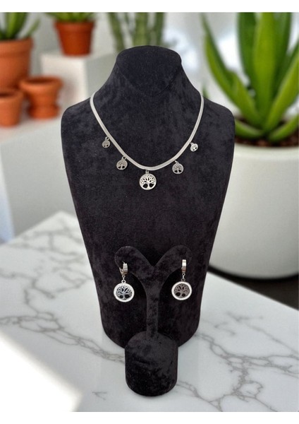 Hayat Ağacı Çelik Takı Seti CNS051