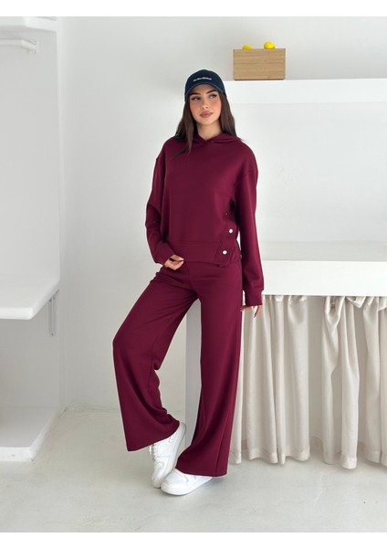 Yumuşak Dokulu Modal Kumaş Kapüşonlu Çıtçıt Detaylı Eşofman Takımı fiyatları