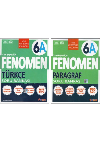 Fenomen 6.sınıf 6A TÜRKÇE+6A Paragraf Soru Bankaları (2 Kitap)