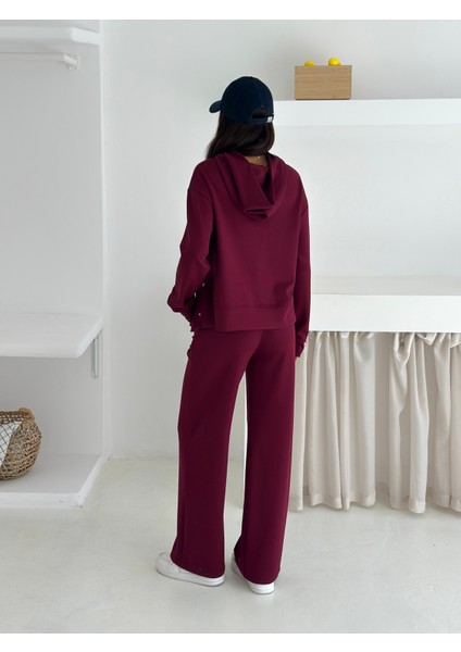 Yumuşak Dokulu Modal Kumaş Kapüşonlu Çıtçıt Detaylı Eşofman Takımı