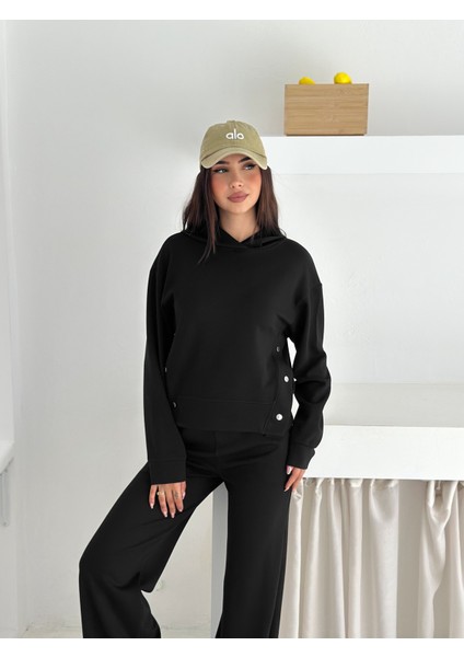 Yumuşak Dokulu Modal Kumaş Kapüşonlu Çıtçıt Detaylı Eşofman Takımı fiyatları