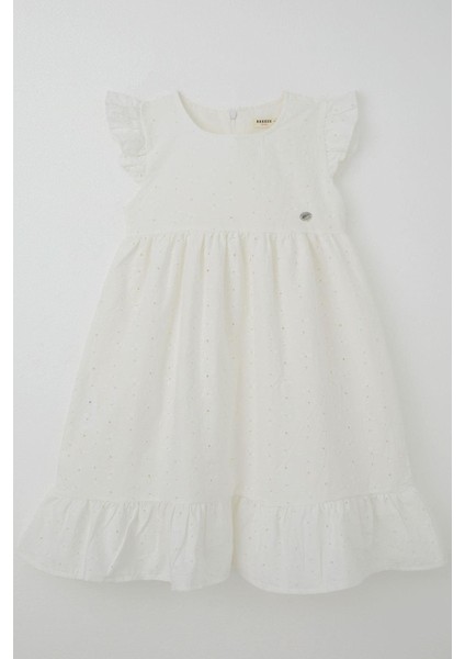 Kız Çocuk Elbise Çiçek Nakışlı Arma Detaylı 4-9 Yaş, Ekru fiyatları