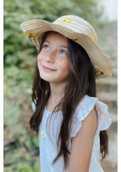 Kız Çocuk Elbise Çiçek Nakışlı Güpür Detaylı 3-7 Yaş, Ekru modelleri