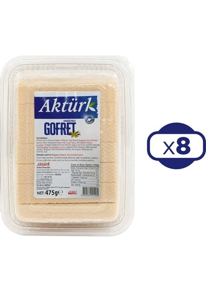 Vanilyalı Gofret 475 gr x 8 Adet