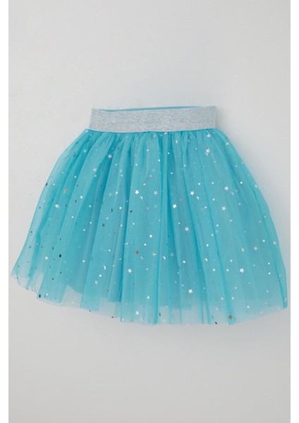 Kız Çocuk Tütü Etek Gümüş Yıldız & Ay Desenli 5-10 Yaş, Mavi modelleri