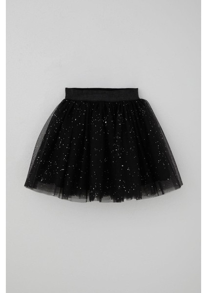 Kız Çocuk Tütü Etek Sim Detaylı 5-10 Yaş, Siyah