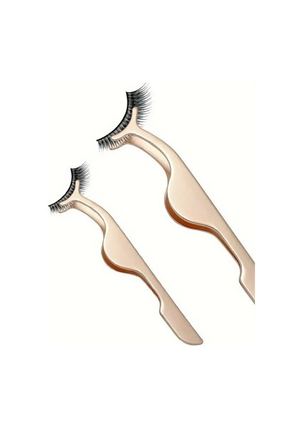 Profesyonel Paslanmaz Çelik Kirpik Cımbızı – Sahte Kirpik Uygulama Aracı, Hassas ve Kolay Kullanım, Altın Renk