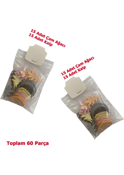 Simli Eva Yılbaşı Hediye Paket Sallantı Süsü 30'ar Adet Çam Ağacı ve Kalp fiyatları