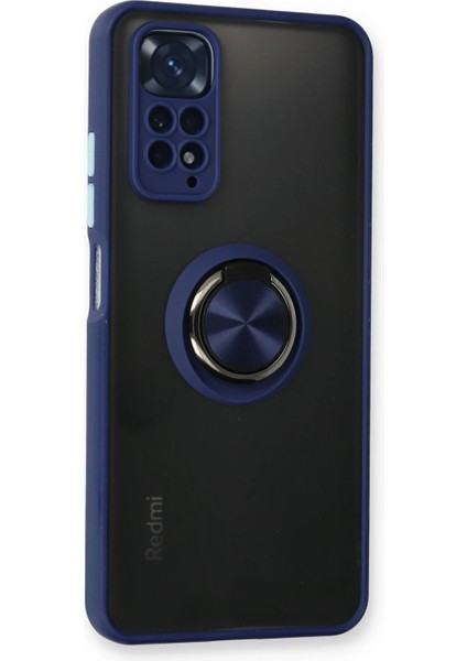 Xiaomi Redmi Note 11 Kılıf Montreal Yüzüklü Silikon Kapak - Lacivert Mrayd