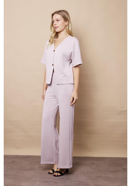 Kadın 1.sınıf Kaliteli Modal Esnek Kumaş Yüksek Bel Önden Dikişli Yan Cepli Bol Paça Palazzo Pantolon-Taş fiyatları