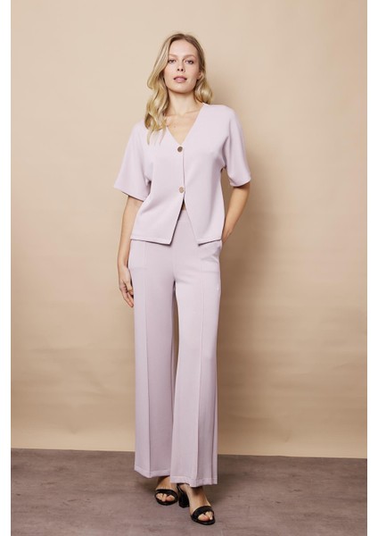 Kadın 1.sınıf Kaliteli Modal Esnek Kumaş Yüksek Bel Önden Dikişli Yan Cepli Bol Paça Palazzo Pantolon-Taş modelleri