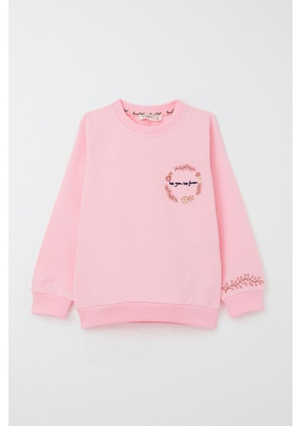 Kız Çocuk Eşofman Takım Çiçek Nakışlı 1.5-5 Yaş, Pembe fırsatları