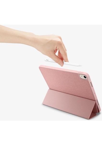 iPad Air 11" M3 (2025) / M2 (2024) / Air 10.9" (2022 / 2020) ile Uyumlu Kılıf Urban Fit Askeri Sınıf Koruma Rose Gold Örgü Kumaş Tasarım - ACS07756