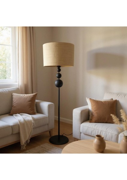 Roma Modern Tasarım Rattan Kumaş Silindir Lambader