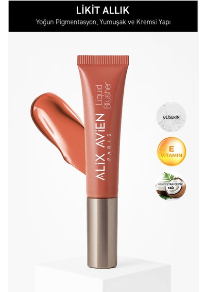Yoğun Pigmentli E Vitaminli Mat Bitişli Kremsi Likit Allık - Liquid Blusher 03 Warm Apricot