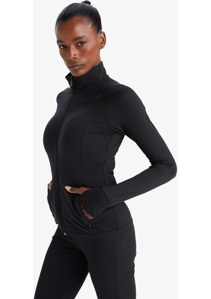 Fit Fitted Vücuda Oturan Ultra Soft Dik Yaka Çift Cepli Parmak Detaylı Fermuarlı Spor Hırka B3985AX25AU fırsatları