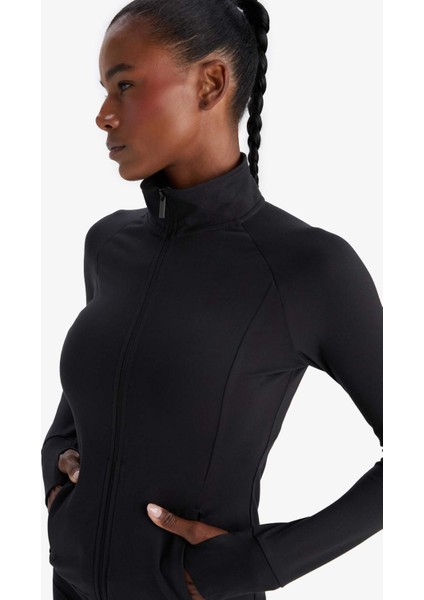 Fit Fitted Vücuda Oturan Ultra Soft Dik Yaka Çift Cepli Parmak Detaylı Fermuarlı Spor Hırka B3985AX25AU