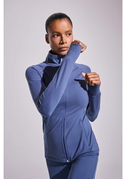 Fit Fitted Vücuda Oturan Ultra Soft Dik Yaka Çift Cepli Parmak Detaylı Fermuarlı Spor Hırka B3985AX25AU modelleri