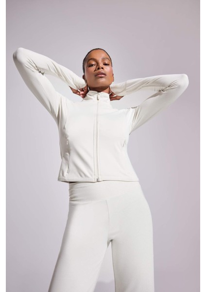 Fit Slim Fit Dar Kesim Dik Yaka İçi Yumuşak Tüylü Fermuarlı Hırka F2008AX25AU