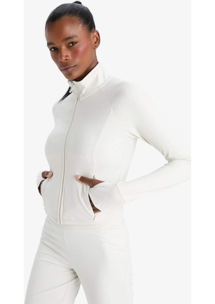 Fit Slim Fit Dar Kesim Dik Yaka İçi Yumuşak Tüylü Fermuarlı Hırka F2008AX25AU