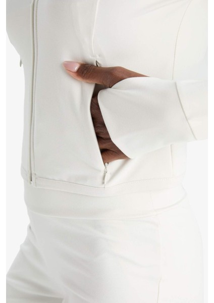 Fit Slim Fit Dar Kesim Dik Yaka İçi Yumuşak Tüylü Fermuarlı Hırka F2008AX25AU