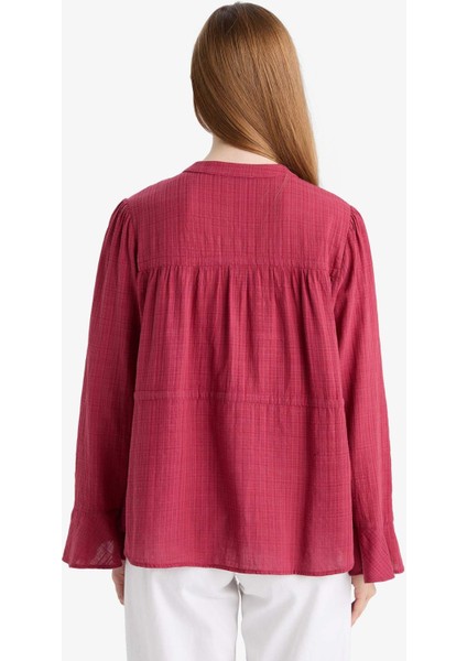 Regular Fit Bisiklet Yaka Flamlı Pamuk Uzun Kollu Tunik