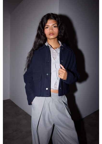 Regular Fit Polo Yaka Düğmeli Kaşe Mont E8628AX25AU fiyatları