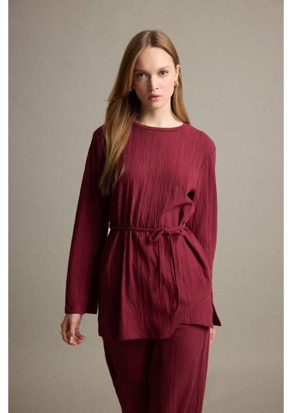 Regular Fit Bisiklet Yaka Bağlamalı Uzun Kollu Tunik F5369AX25AU modelleri