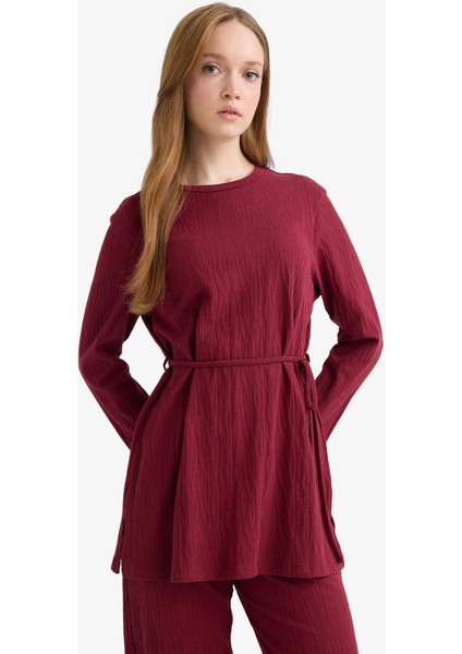 Regular Fit Bisiklet Yaka Bağlamalı Uzun Kollu Tunik F5369AX25AU