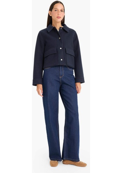 Regular Fit Polo Yaka Düğmeli Kaşe Mont E8628AX25AU fırsatları