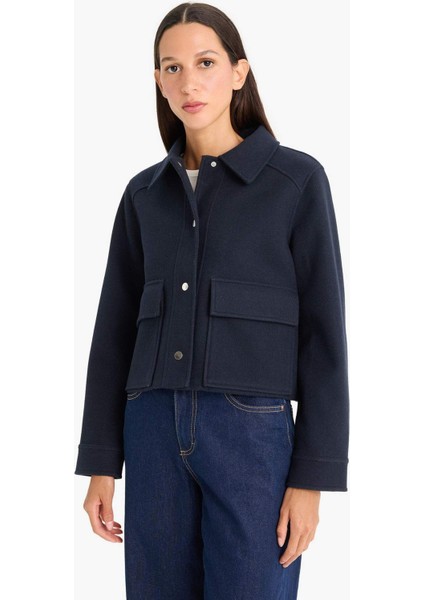 Regular Fit Polo Yaka Düğmeli Kaşe Mont E8628AX25AU indirimleri