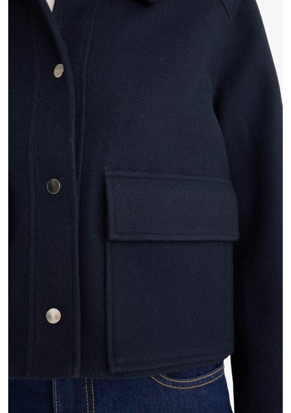 Regular Fit Polo Yaka Düğmeli Kaşe Mont E8628AX25AU