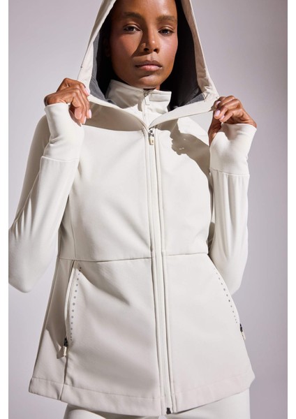 Fit Su Geçirmez Slim Fit Dar Kesim Kapüşonlu Fermuarlı Sporcu Softshell Yelek D6083AX25AU
