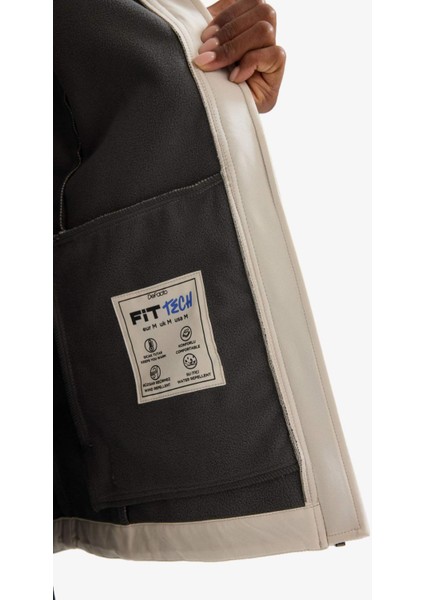 Fit Su Geçirmez Slim Fit Dar Kesim Kapüşonlu Fermuarlı Sporcu Softshell Yelek D6083AX25AU