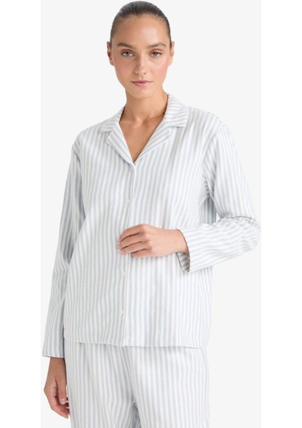 Pijama Takımı Regular Fit Flanel Çizgili Uzun Kollu Üst Uzun Alt-Fall in Love E7252AX25AU modelleri