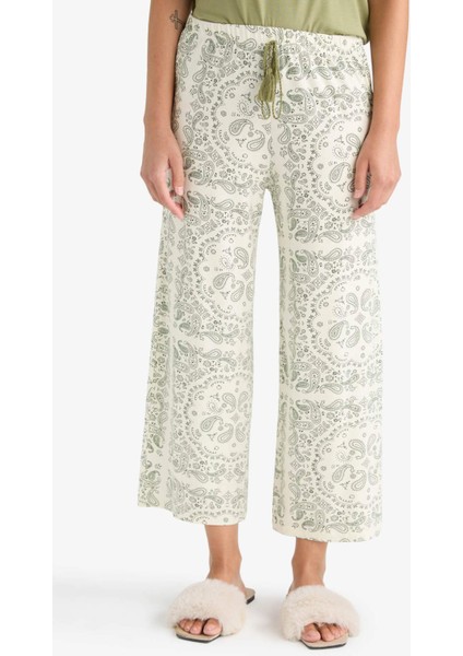 Pijama Takımı Regular Fit Kısa Kollu Üst Desenli Uzun Alt-Fall in Love F7560AX25AU